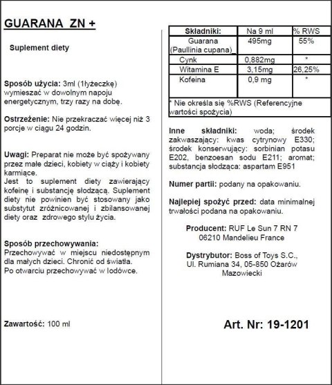Suplement diety afrodyzjak Aphrodict Guarana Zn 100 ml Ruf