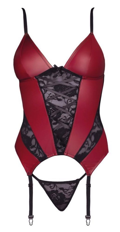 Koszulka z podwiązkami Cottelli LINGERIE czerwono czarna S Cottelli LINGERIE