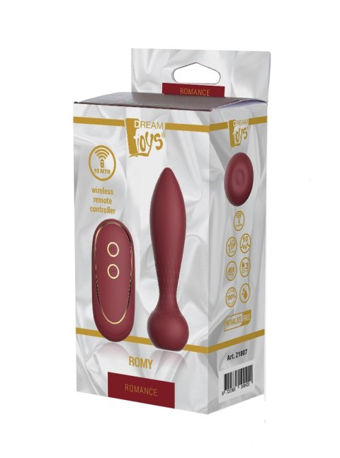 Wibrujący korek analny silikonowy Romance Romy bordowy z pilotem USB Dream Toys