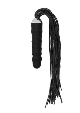 Bicz z dildo Ouch! skórzany silikonowy czarny 30 cm Ouch!