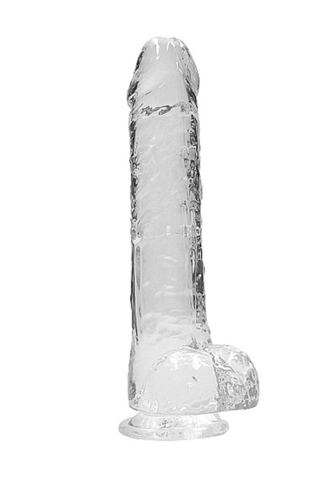 Dildo realistyczne z jądrami RealRock transparentne 23 cm RealRock