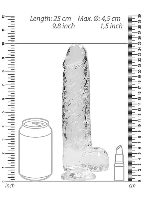 Dildo realistyczne z jądrami RealRock transparentne 23 cm RealRock