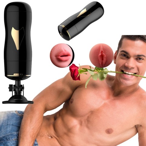 Dwustronny masturbator z wibracją B Series Fox czarny USB B - Series Fox