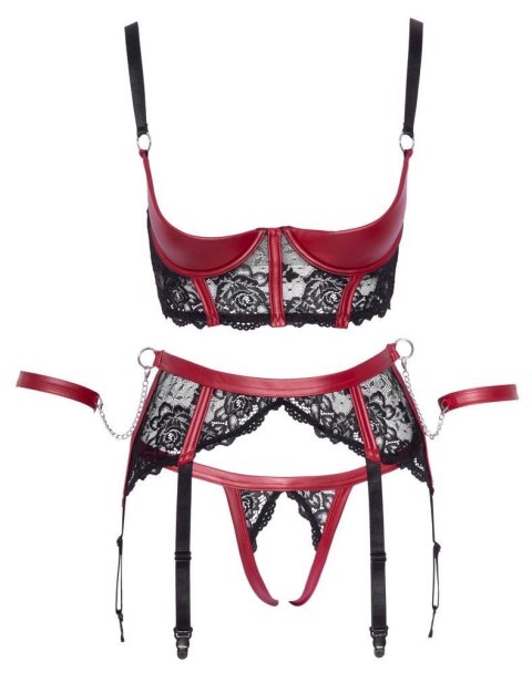 Komplet bielizny Cottelli BONDAGE shelf czarno czerwony XL Cottelli BONDAGE