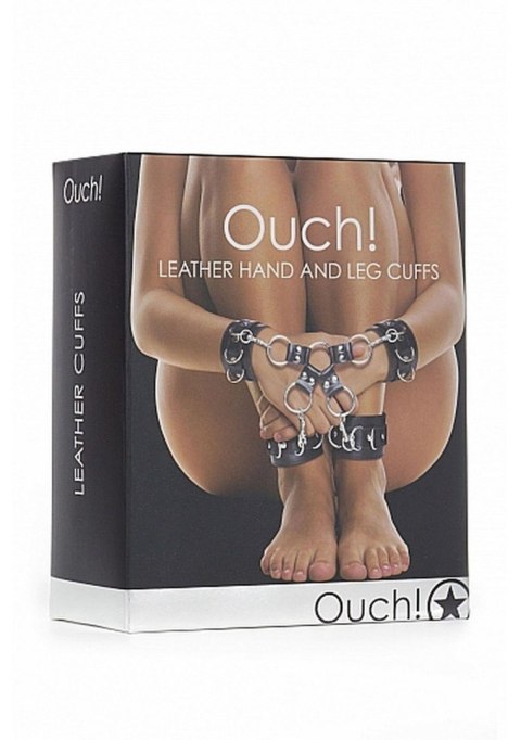 Skórzane kajdanki na ręce i nogi Ouch! czarne Ouch!