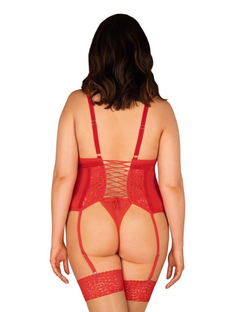 Gorset i stringi Obsessive Blossmina czerwony 4XL 5XL Obsessive
