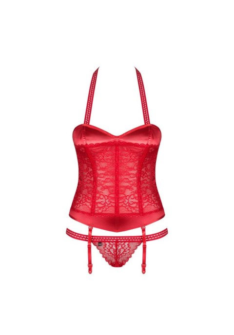 Gorset z stringami Obsessive Flameria czerwony S/M Obsessive