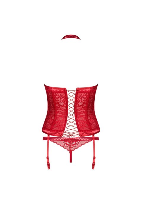 Gorset z stringami Obsessive Flameria czerwony S/M Obsessive