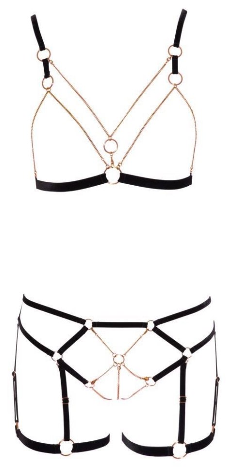 Komplet bielizny Cottelli Glamour bondage z łańcuchami M Cottelli LINGERIE