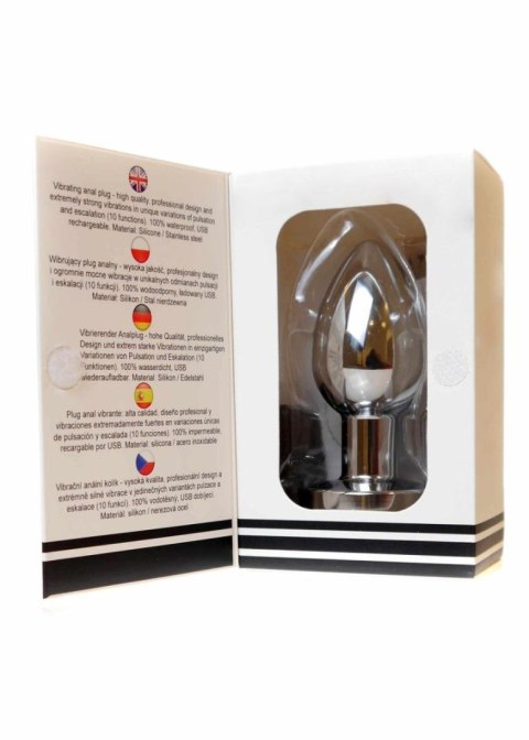Korek analny wibrujący stalowy zdalny B Series Magic srebrny USB 8.4cm B - Series Magic