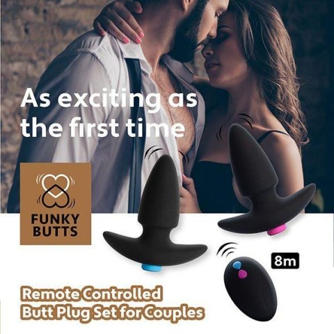 Zestaw korków analnych wibrujących FunkyButts FeelzToys z pilotem FeelzToys