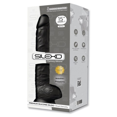Dildo realistyczne Silexd XXL z przyssawką 38 cm czarny Silexd