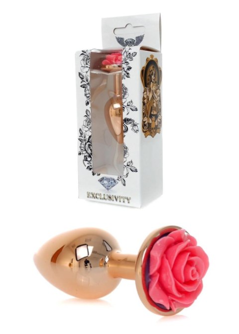 Korek analny ze stali nierdzewnej z różą HeavyFun różowy 7 cm B - Series HeavyFun