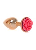 Korek analny ze stali nierdzewnej z różą HeavyFun różowy 7 cm B - Series HeavyFun