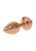 Korek analny ze stali nierdzewnej z różą HeavyFun różowy 7 cm B - Series HeavyFun
