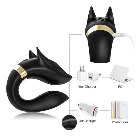 Stymulator łechtaczki Fox silikonowy czarny USB wodoodporny B - Series Joy