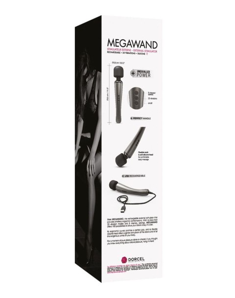 Wibrator Dorcel Megawand srebrny USB 29 cm Dorcel