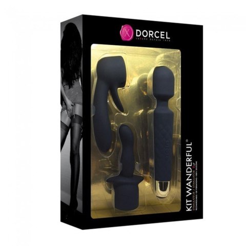 Zestaw masażera wibracyjnego Wanderful Dorcel silikonowy czarny 20 cm Dorcel