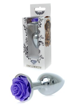 Biżuteria analna ze stali nierdzewnej z fioletową różą 7 cm B - Series HeavyFun