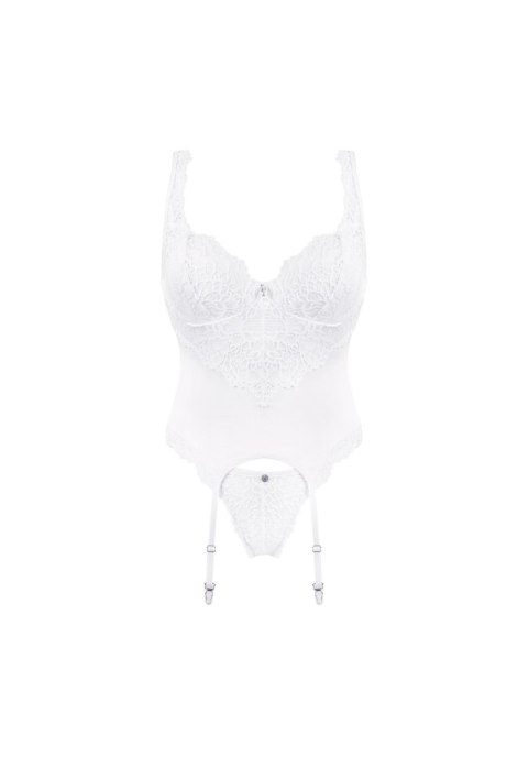 Gorset koronkowy i stringi Amor Blanco Obsessive biały L/XL Obsessive