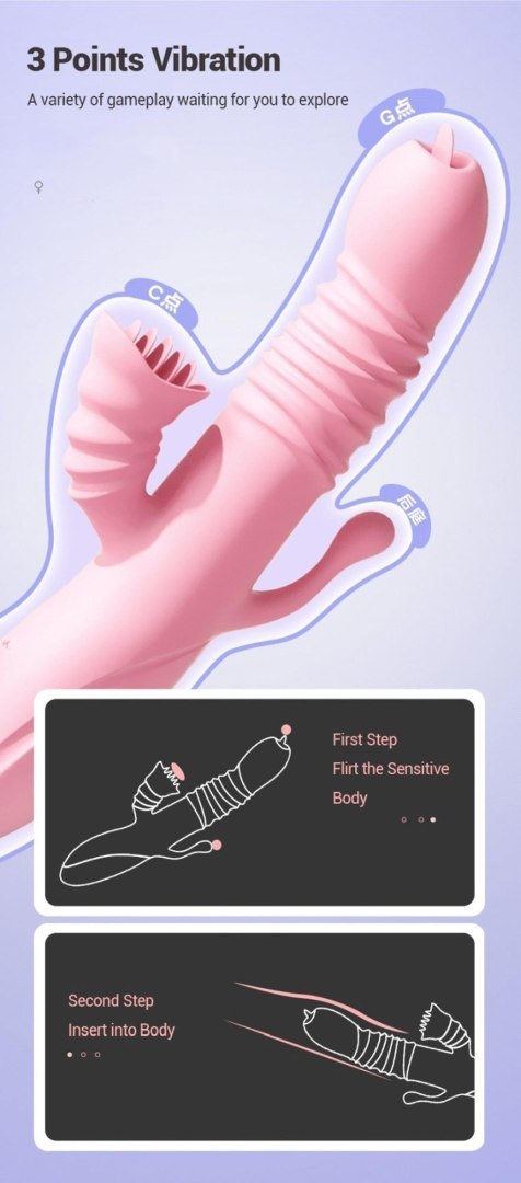 Wibrator Lyla z ząbkami łechtaczki języczkiem G analny różowy USB B - Series Lyla