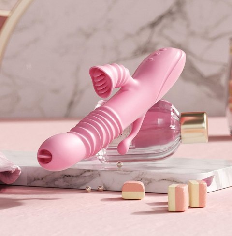 Wibrator Lyla z ząbkami łechtaczki języczkiem G analny różowy USB B - Series Lyla