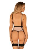 Body z pasem do pończoch Obsessive Lilines różowe S/M Obsessive