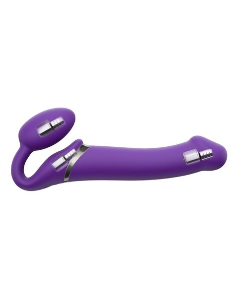 Wibrujący strap-on Strap-on-me silikonowy M fioletowy USB wodoodporny Strap-on-me