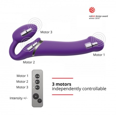 Wibrujący strap-on Strap-on-me silikonowy M fioletowy USB wodoodporny Strap-on-me