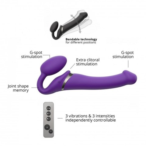 Wibrujący strap-on Strap-on-me silikonowy M fioletowy USB wodoodporny Strap-on-me