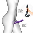 Wibrujący strap-on Strap-on-me silikonowy M fioletowy USB wodoodporny Strap-on-me