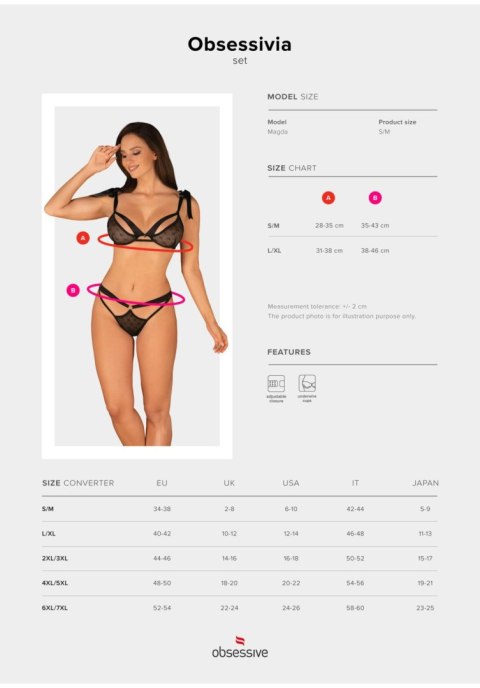 Komplet bielizny Obsessivia 2-częściowy czarny S/M Obsessive