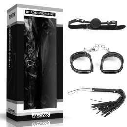 Luksusowy Zestaw Bondage Lovetoy 25cm Pejcz Miękkie Kajdanki Knebel Lovetoy
