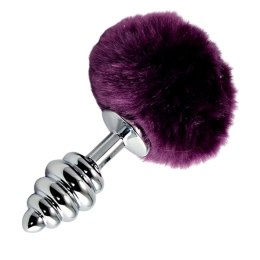 Wtyczka analna spiralna srebrna z białym pomponem 8 cm Lovetoy Lovetoy