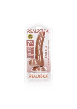 Dildo realistyczne zakrzywione z jądrami przyssawka RealRock 18 cm RealRock