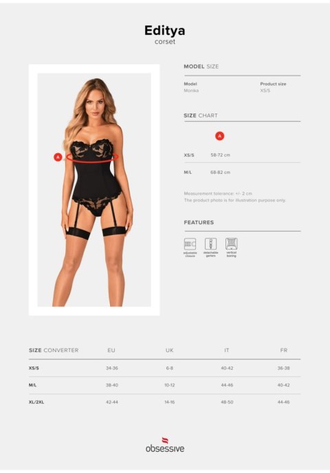 Gorset Obsessive Editya czarny M/L Obsessive