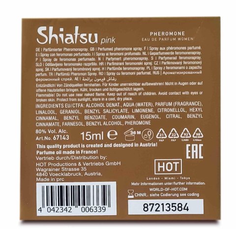 Perfumy feromonowe Shiatsu Hot woman różowy 15 ml Hot