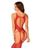 Bodystocking Obsessive N122 czerwony geometryczny XL XXL Obsessive