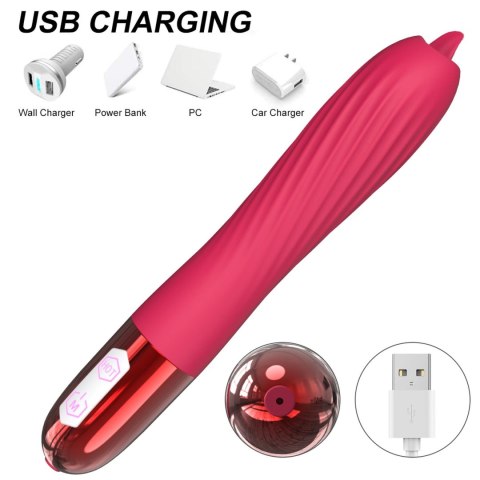Wibrator silikonowy z ruchomym języczkiem ogrzewany B Series Fox USB B - Series Fox