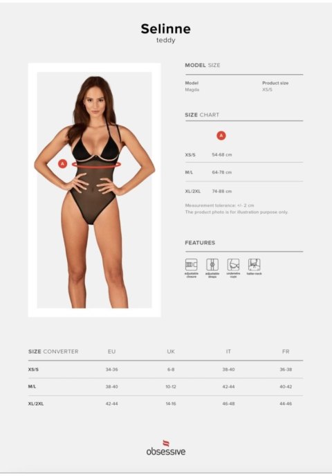 Body erotyczne Selinne Obsessive czarne XS/S Obsessive
