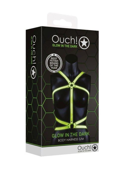 Uprząż body Ouch! świecąca w ciemności neon zielona czarna S/M Ouch!