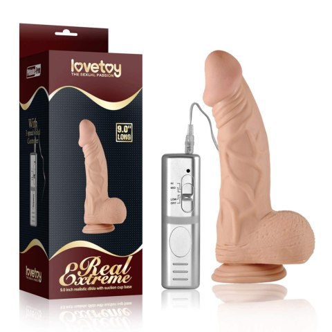 9"" Real Extreme Vibrating Dildo Flesh