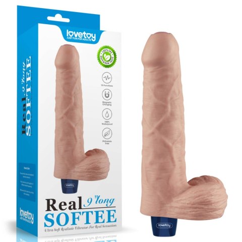 9" REAL SOFTEE Rechargeable TPE Vibrating Dildo(Flesh)