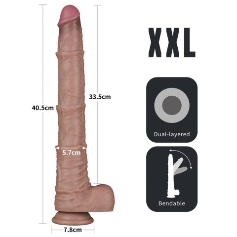 16'' Dual Layered Bendable Silicone Cock XXL(Flesh)