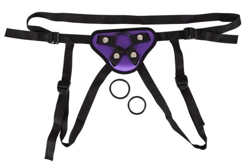 Uprząż do strap on You2Toys z trzema pierścieniami fioletowo czarna You2Toys