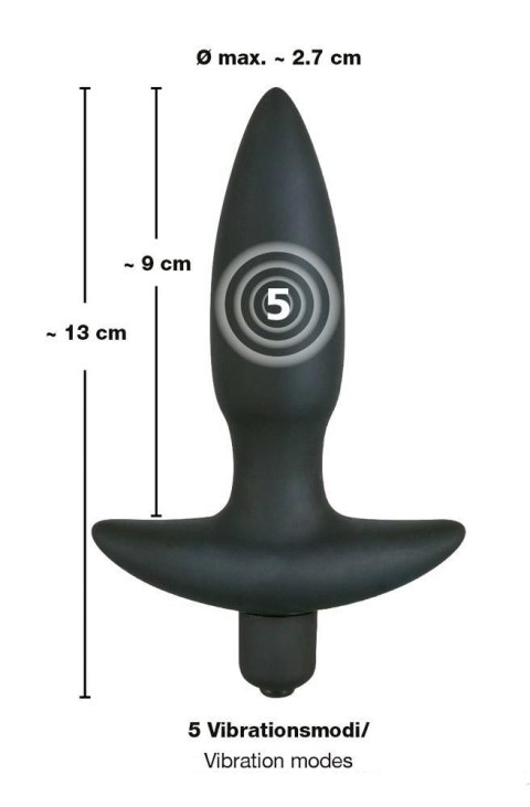 Wibrujący korek analny Black Velvets czarny silikonowy mały 13 cm Black Velvets