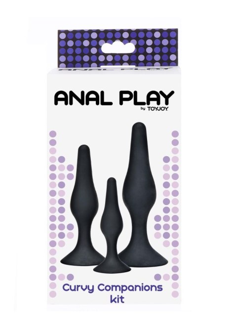 Zestaw silikonowych korków analnych ToyJoy Curvy Companions czarny 3 szt TOYJOY