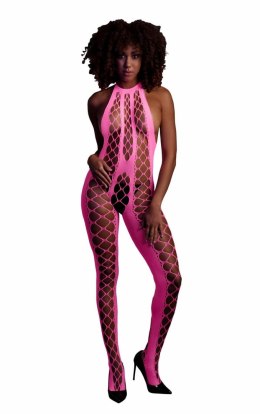 Bodystocking Ouch neonowy z halterneck różowy XS XL Ouch!