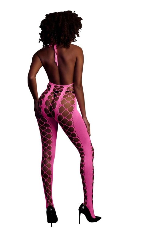 Bodystocking Ouch neonowy z halterneck różowy XS XL Ouch!