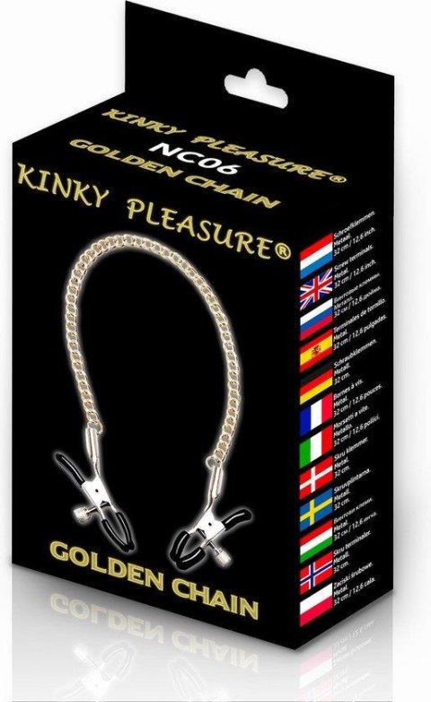 Klipsy na sutki Kinky Pleasure złoty łańcuszek stal nierdzewna Kinky Pleasure